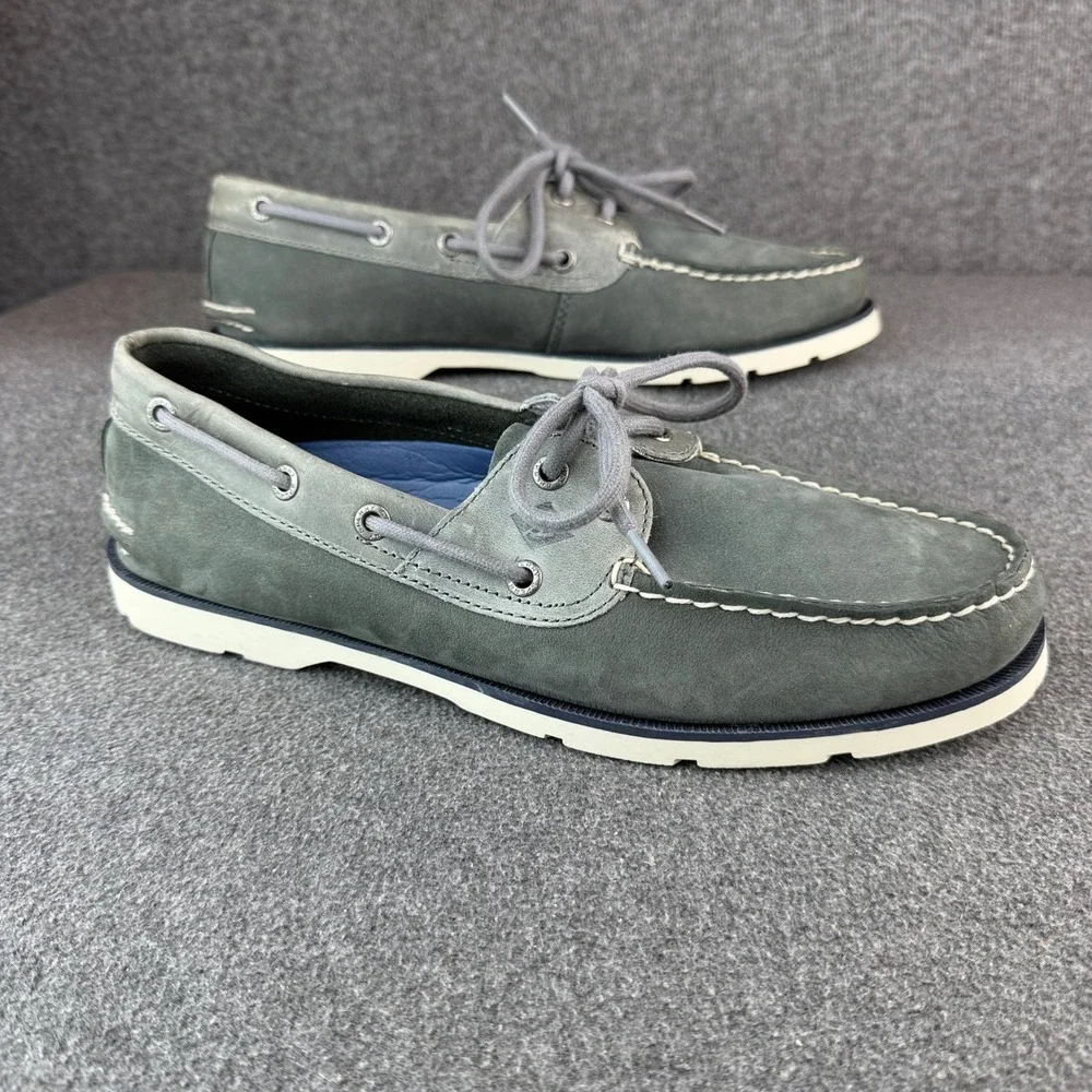 Sperry Top-Sider Mens 8.5 Gray Leather Boat Shoes Round Toe Casual